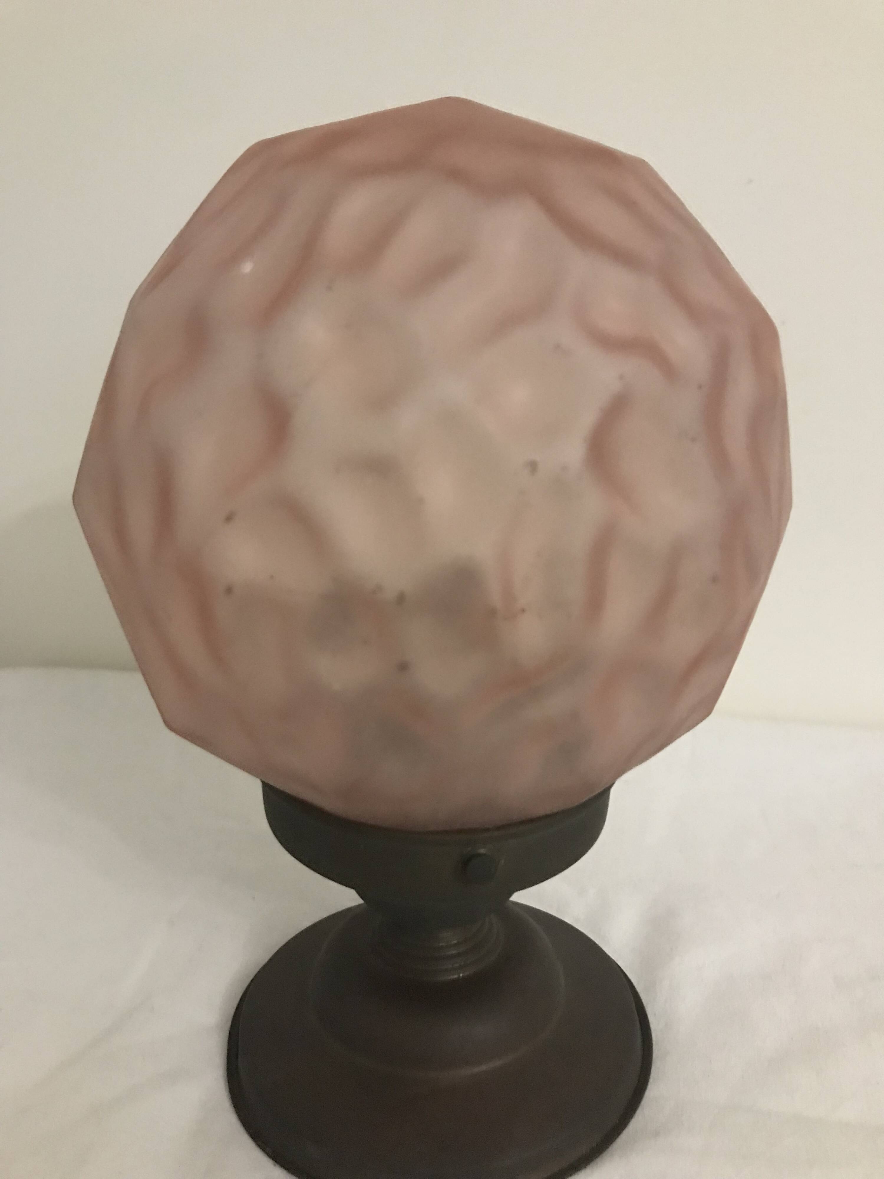 Art Deco Pink Glass Globe Wall Ceiling Light