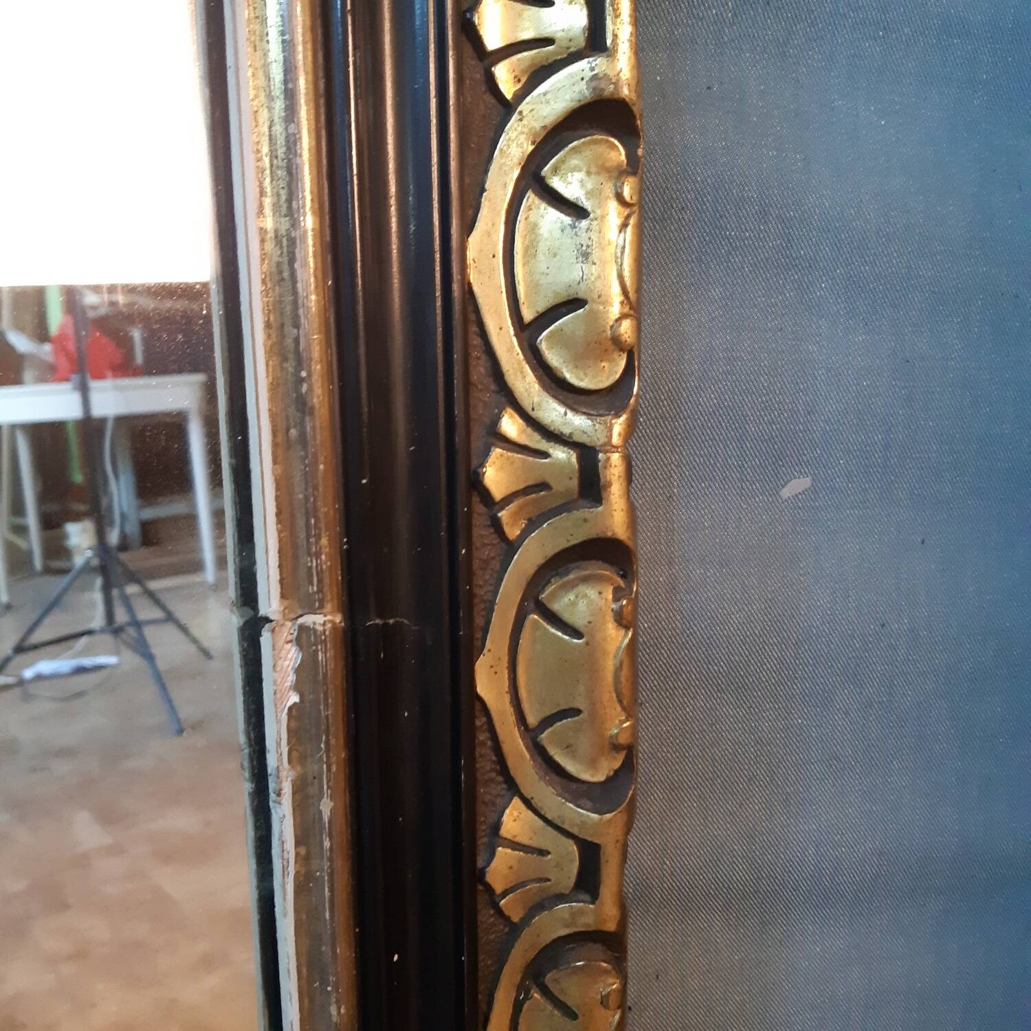 Large black and gold Napoleon III mirror 148X98