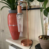 Lampe à poser en métal et tulipe en verre vintage