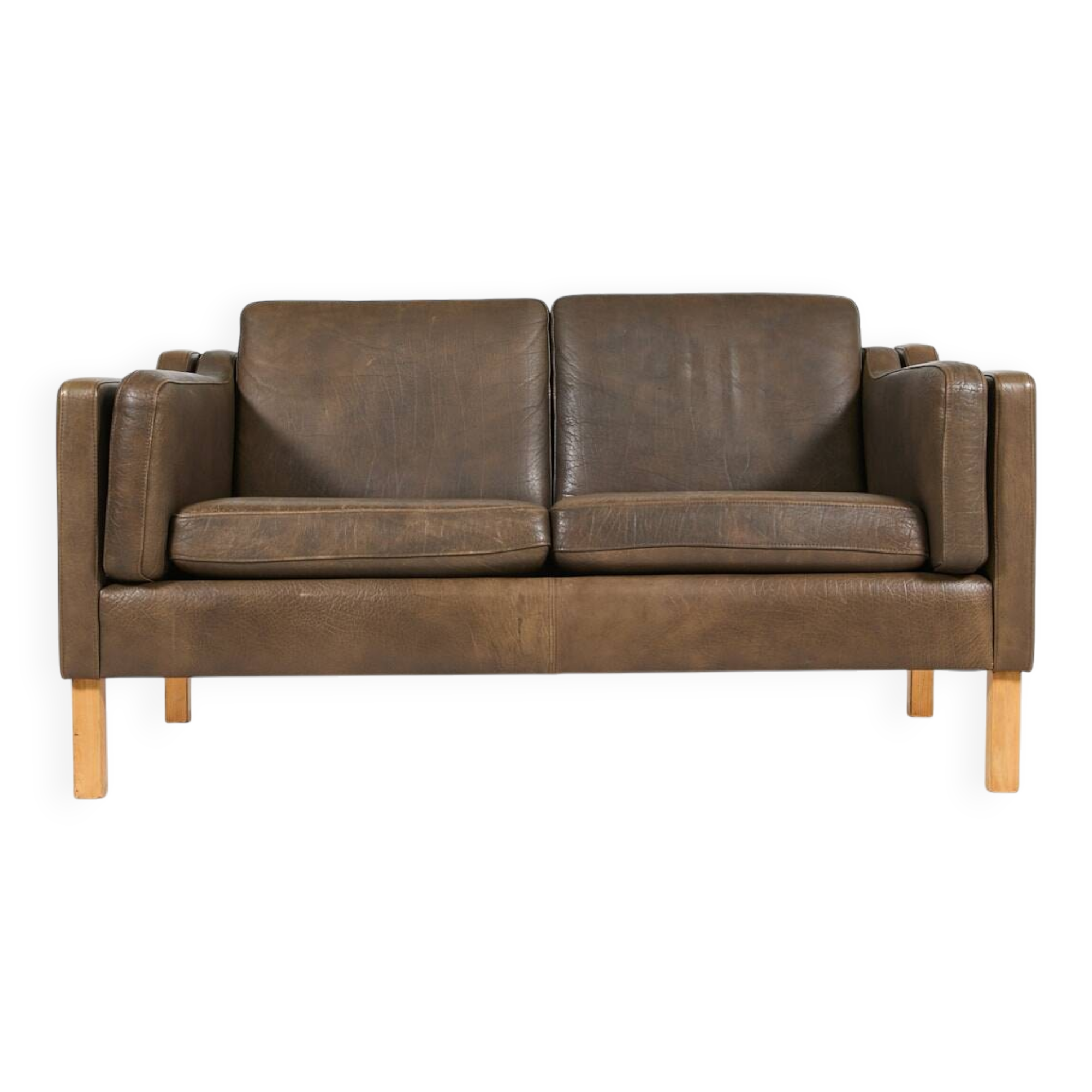 Two seat brown leather sofa from Vemb, 1980’s Denmark