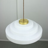 Mid-century cascade brass and plexiglass pendant lamp