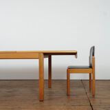 Adjustable dining set in oak and leather chairs by Van Den Berghe Pauvers