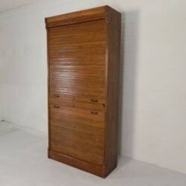 Boîte à rideaux roulants de 229 cm de haut avec deux rideaux l'un au-dessus de l'autre, années 1930