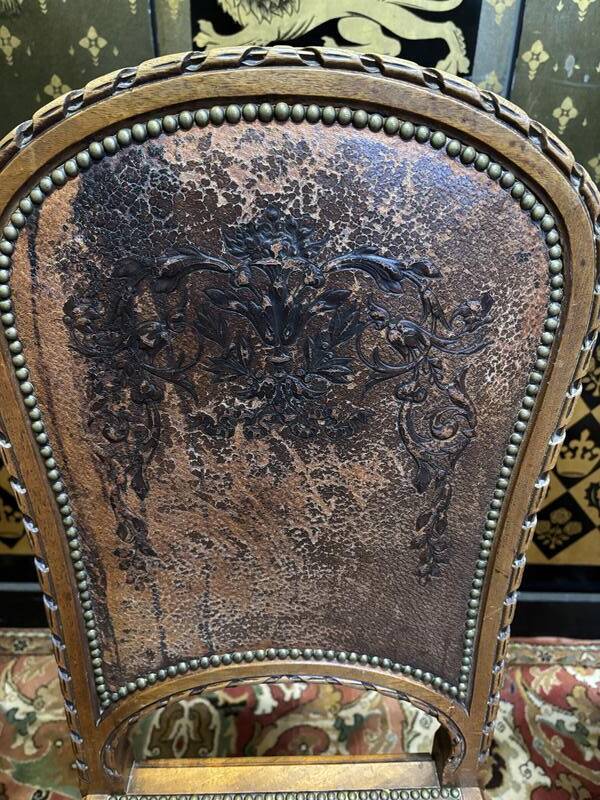 Set of 4 Louis XVI leather chairs