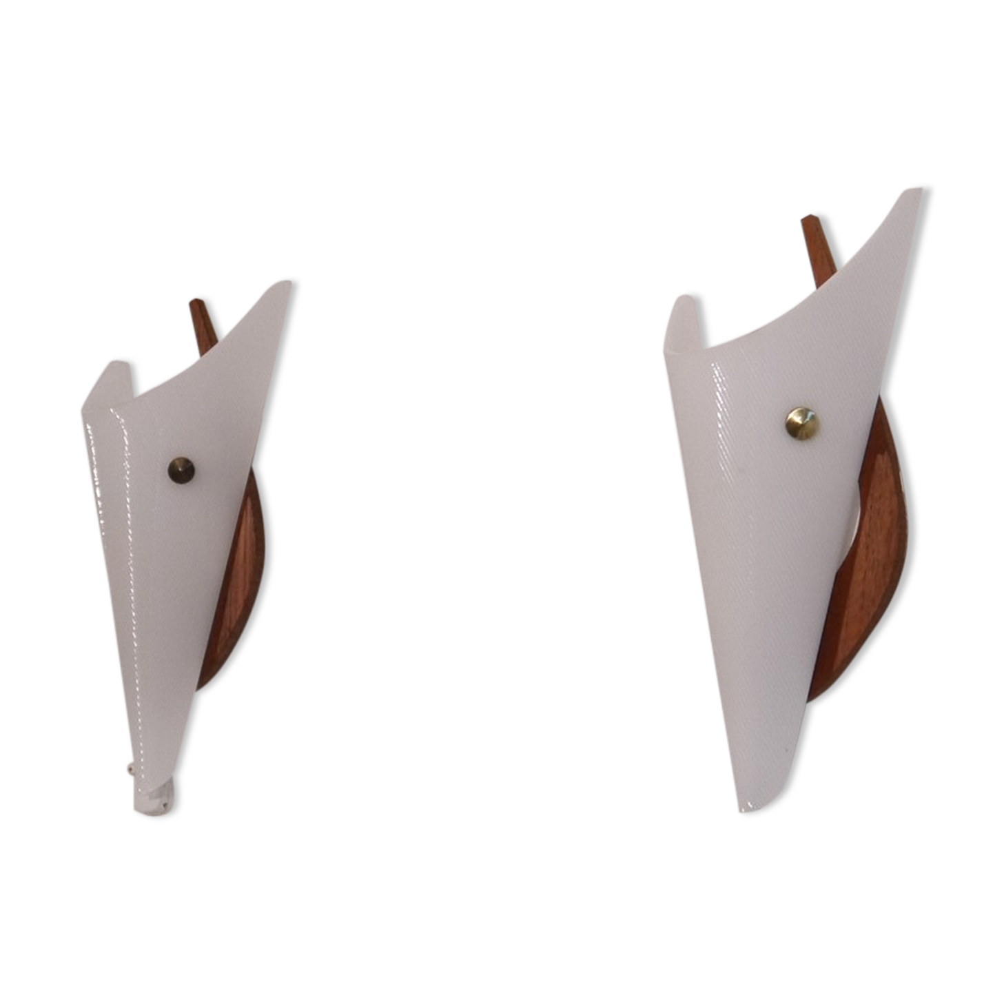 Pair of scandinavian vintage wall lamps in teak and acrylic 1970