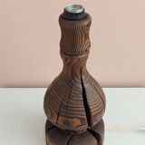 Brutalist Wabi Sabi pine foot lamp by Temde Leuchten 1960's