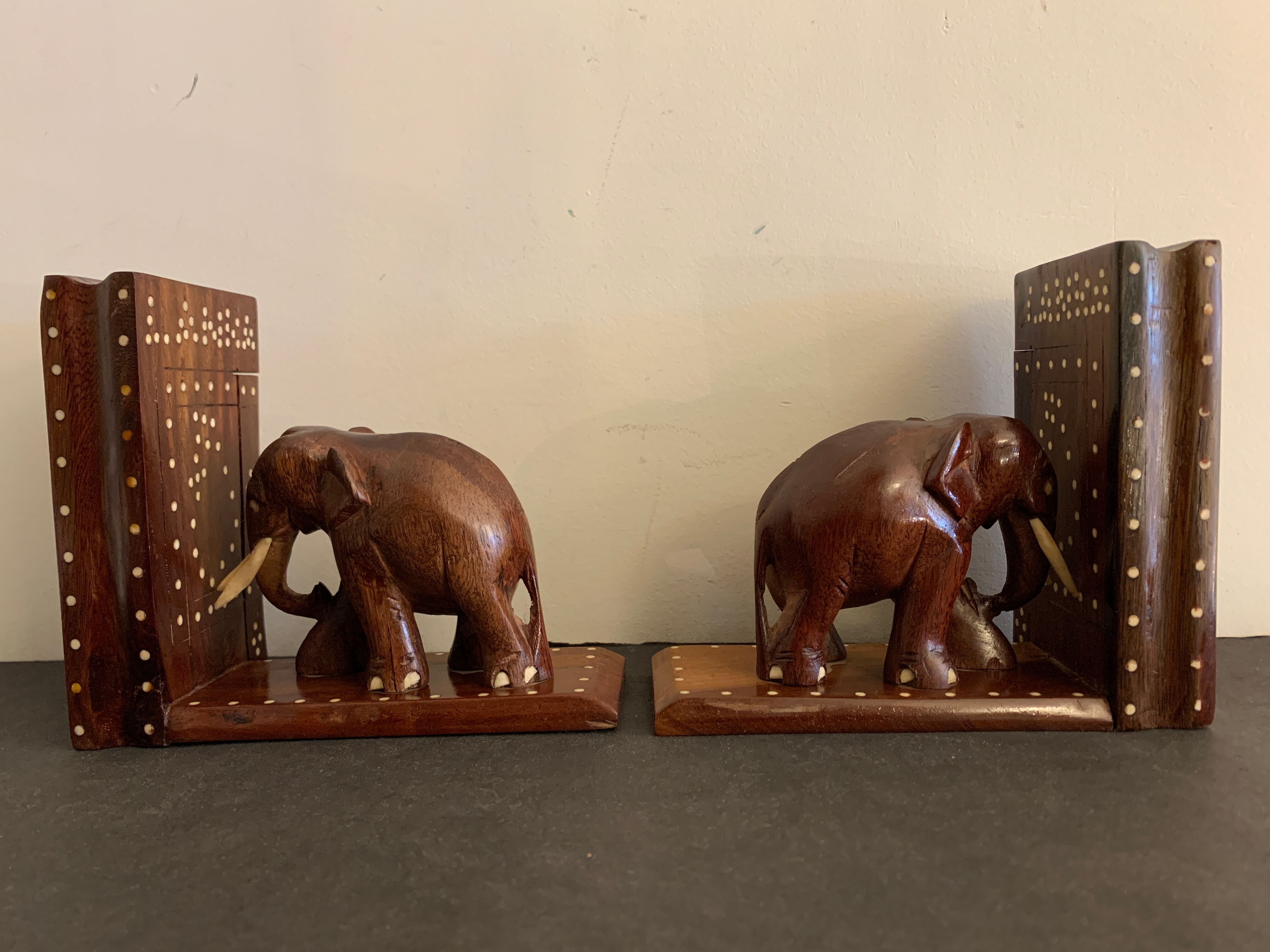 Pair of greenhouses books elephants in teak, 1970