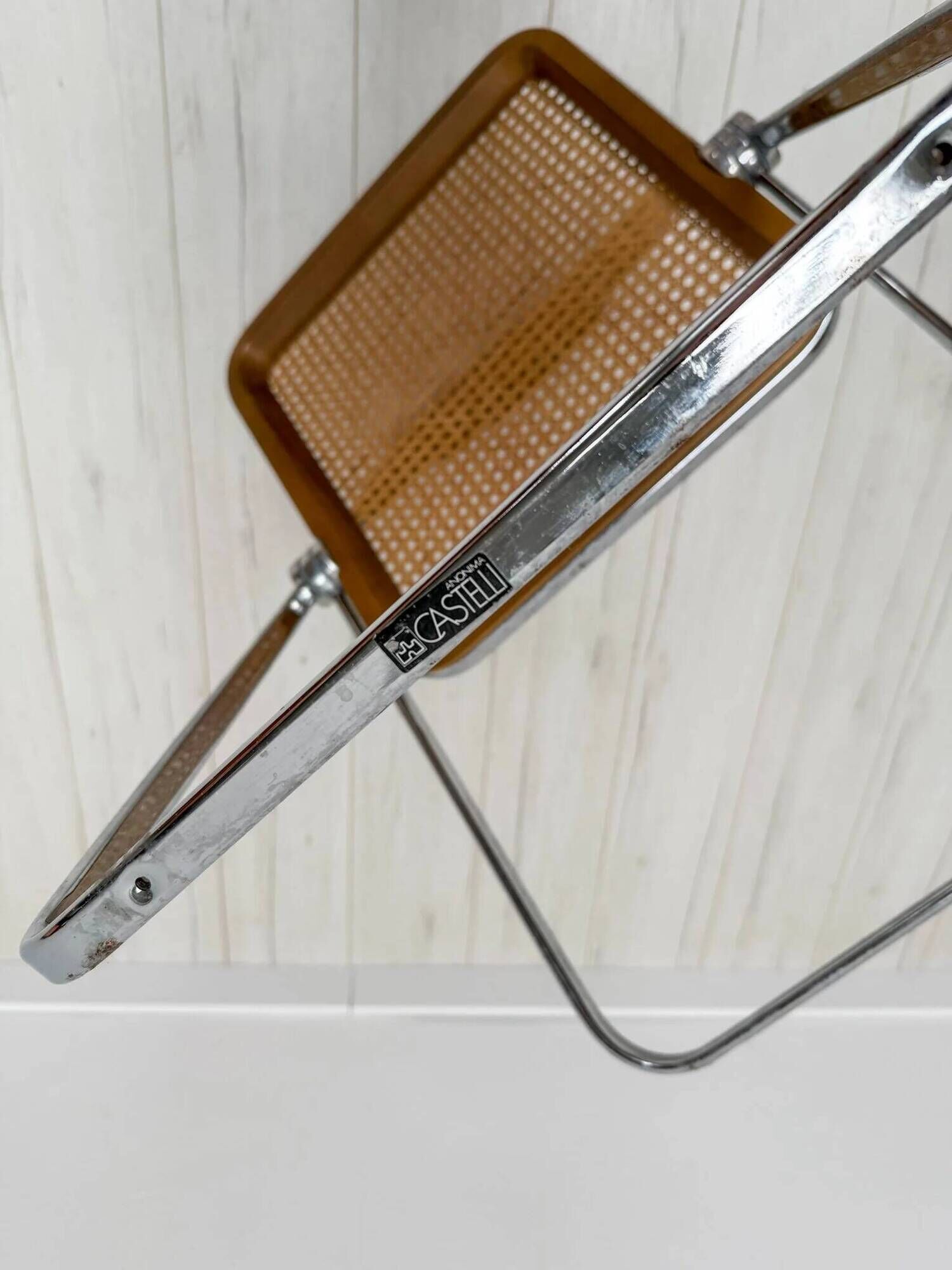 1x 1960s vintage Plia cane folding chair by Giancarlo Piretti for Anonima Castelli