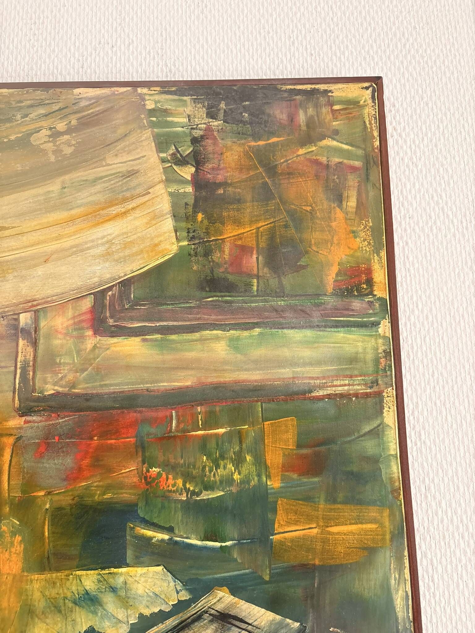 Old Oil Painting Canvas Still Life Lamp Book Modernist