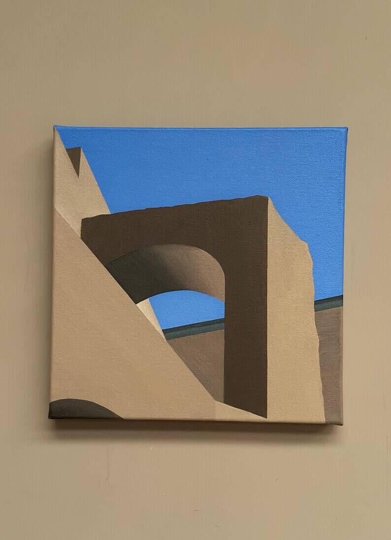 Original Contemporary Swedish Oil on Canvas – “Trajanus Forum III” by Anna Micro Johansson – 2011 – Unframed