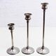 Set of 3 silver metal candle holders
