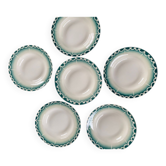 Service 6 soup plates Digoin green 9395