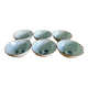 6 white and blue japanese porcelain bowls with mountain decoration