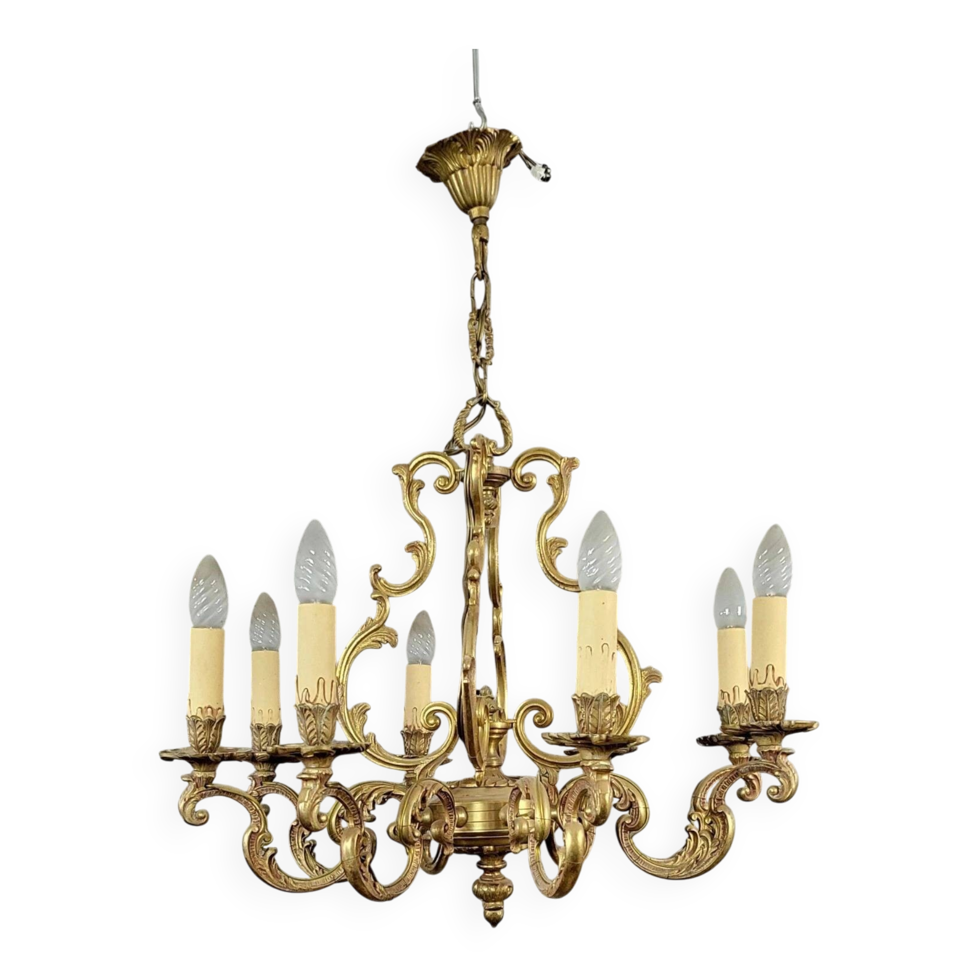 Large Louis XV style chandelier in gilded bronze circa 1950
