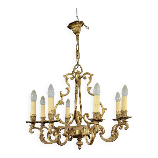 Lustre style Louis XV en bronze doré vers 1950 — Beyit