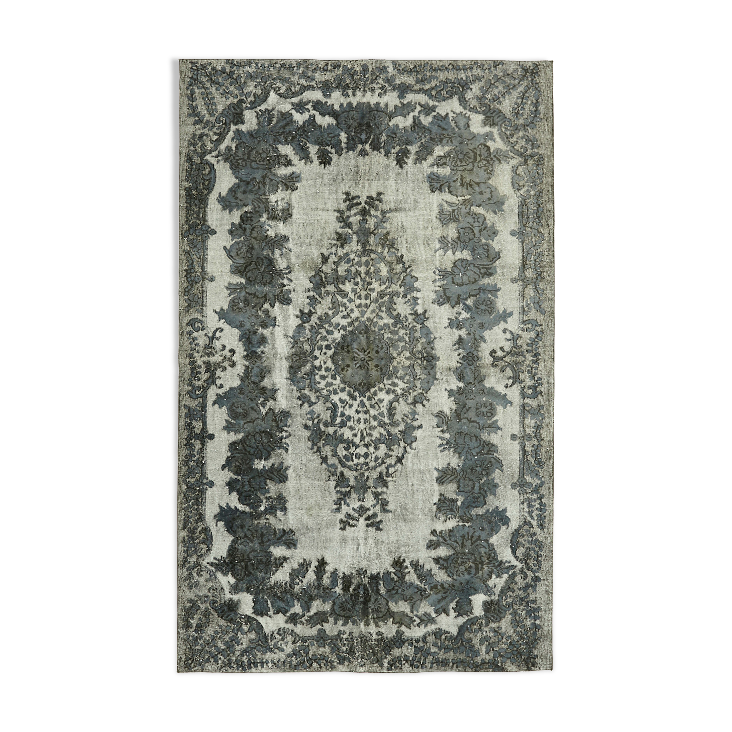 Tapis fait à la main turc contemporain des années 1970 181 cm x 288 cm tapis gris