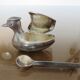Salt, pepper "duck" silver metal 70s