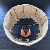 Macrame and wrought iron lamp
