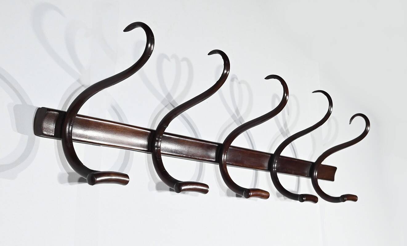 Cloakroom Coat Rack in Curved Beech, J&J Kohn – Early 20th Century