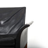 Danish Teak and Black Leather Sofa c.1960