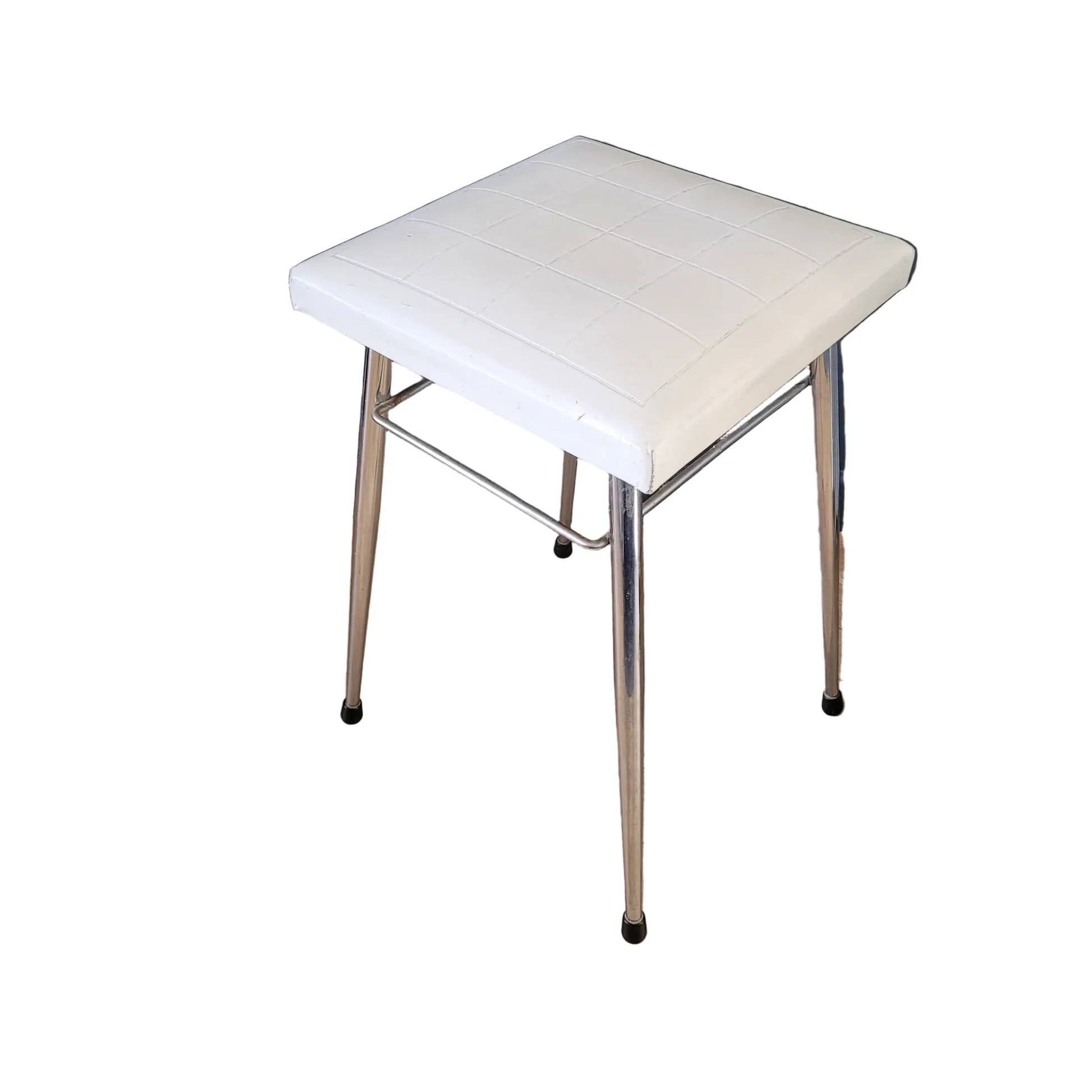 Tabouret vintage en skaï et chrome