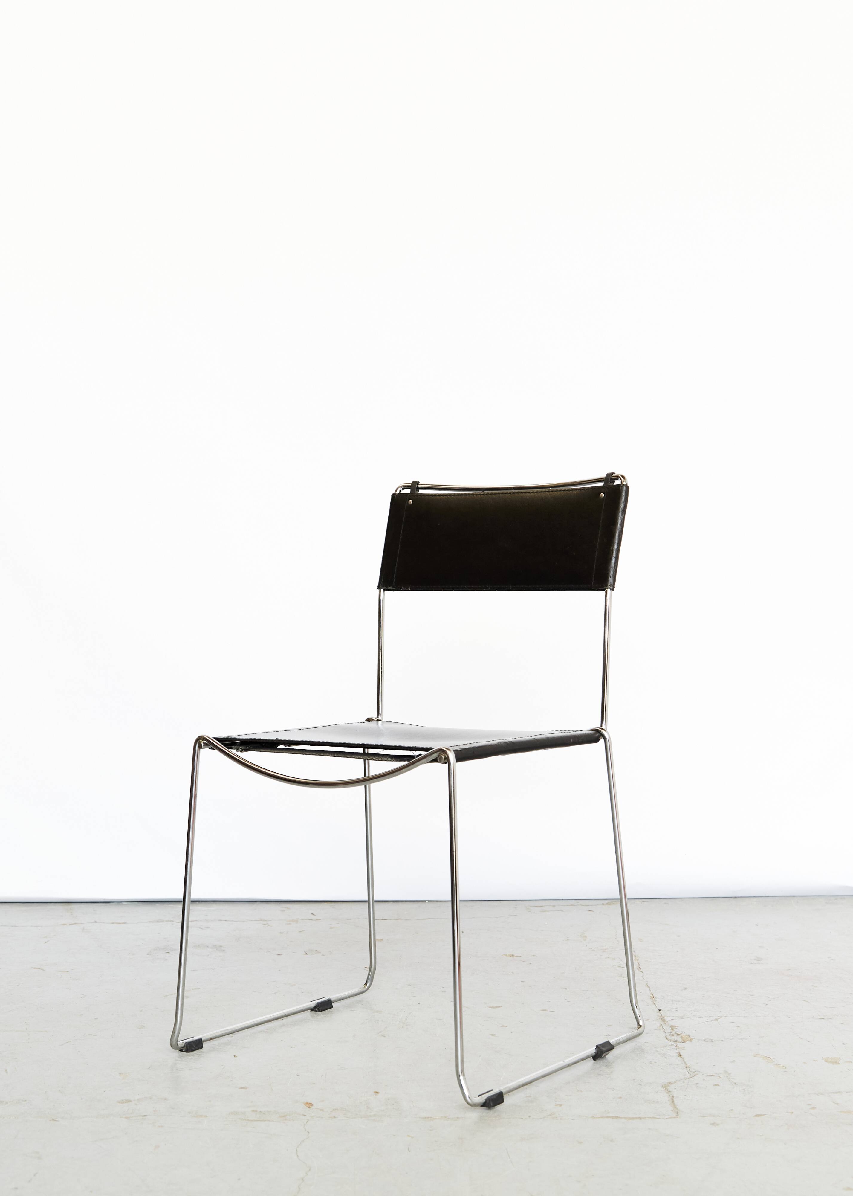Chaises de salle à manger en cuir par Giandomenico Belotti pour Alias