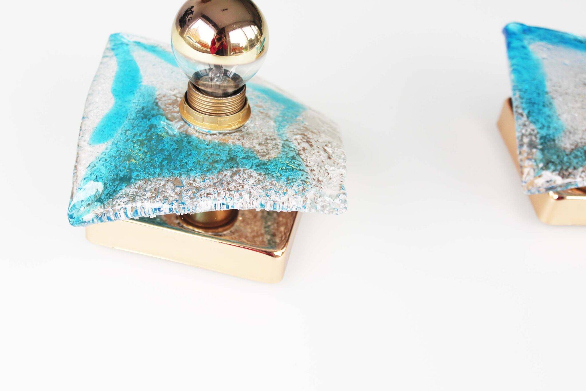 Pair of 1970's Murano Glass Wall Sconces by AV Mazzega