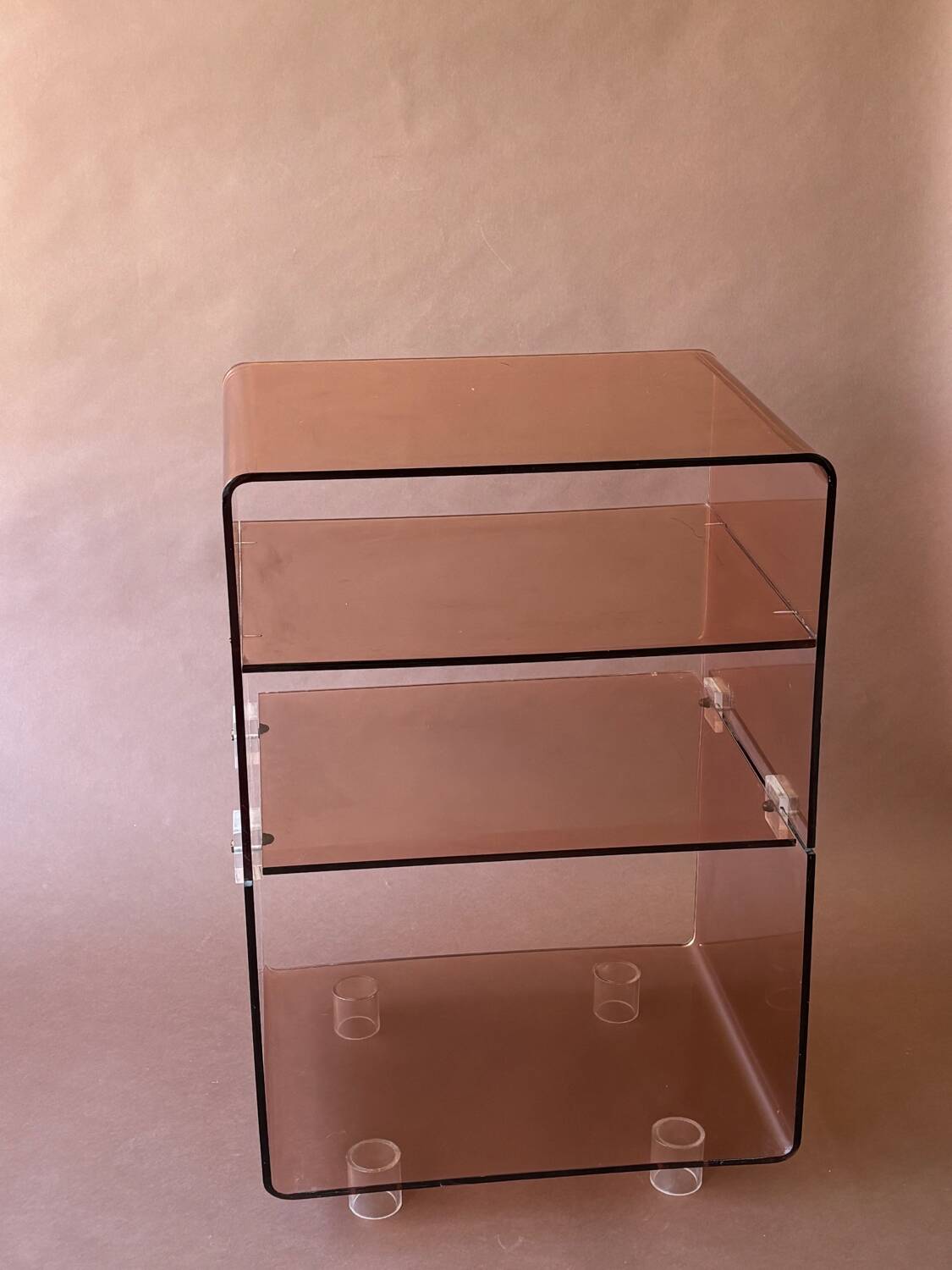 Occasional furniture in smoked Plexiglas from the 70s