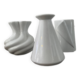 Trio de vases blancs vintage en céramique