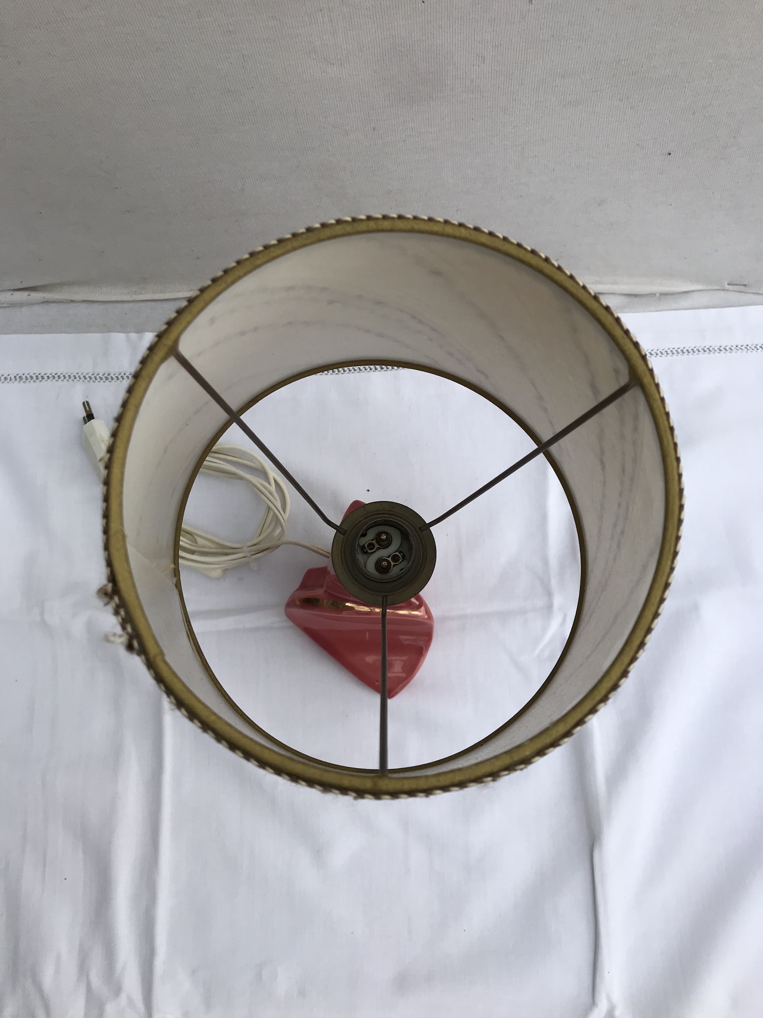 Former art deco ceramics rose lamp - golden - vintage beige daydal