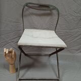 Old garden chair low folding metal fabrics 1900
