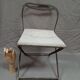 Chaise de jardin ancienne basse pliante métal tissus 1900