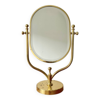 Vintage Brass Table Top Face Mirror