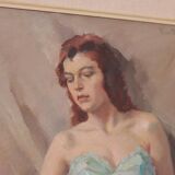 Huile sur toile originale française – « Portrait de femme » par Philippe de Rougemont – vintage et encadrée – 72,5 × 64 cm (28,5" × 25,2")