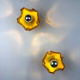 Paire d'appliques Carlo Nason pour Mazzega Murano, verre soufflé de Murano orange I