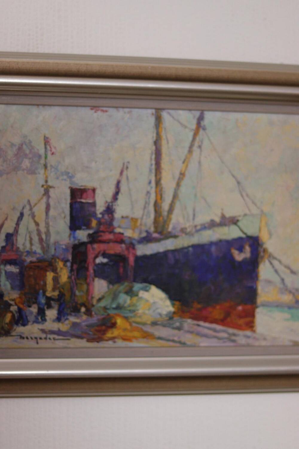 French Oil on Panel – “Port de Nice” by Elie Bernadac (1913–1999)