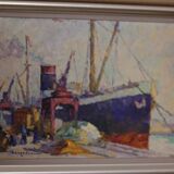 French Oil on Panel – “Port de Nice” by Elie Bernadac (1913–1999)