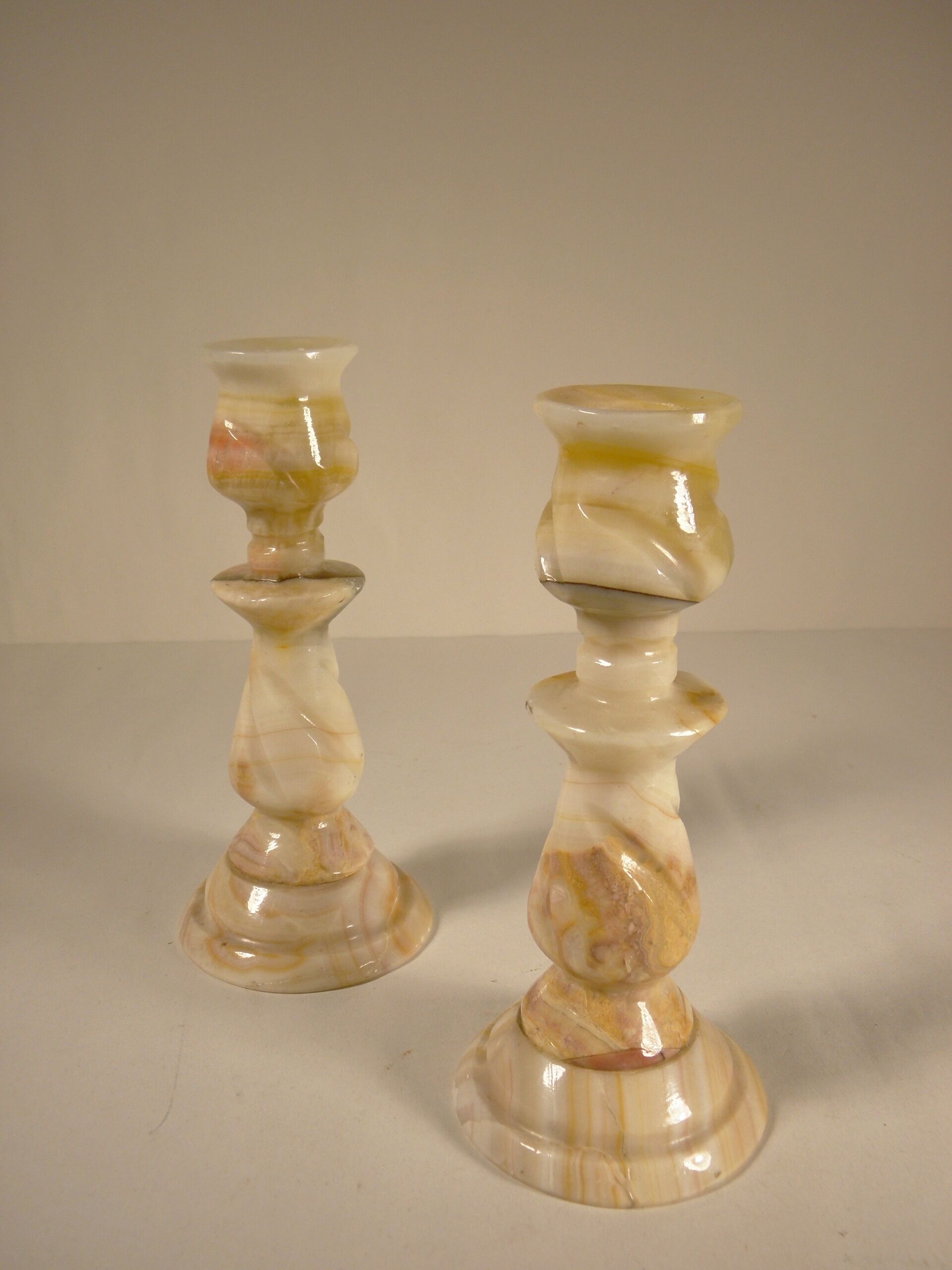 Pair of onyx candle holders