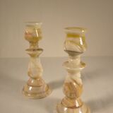 Pair of onyx candle holders