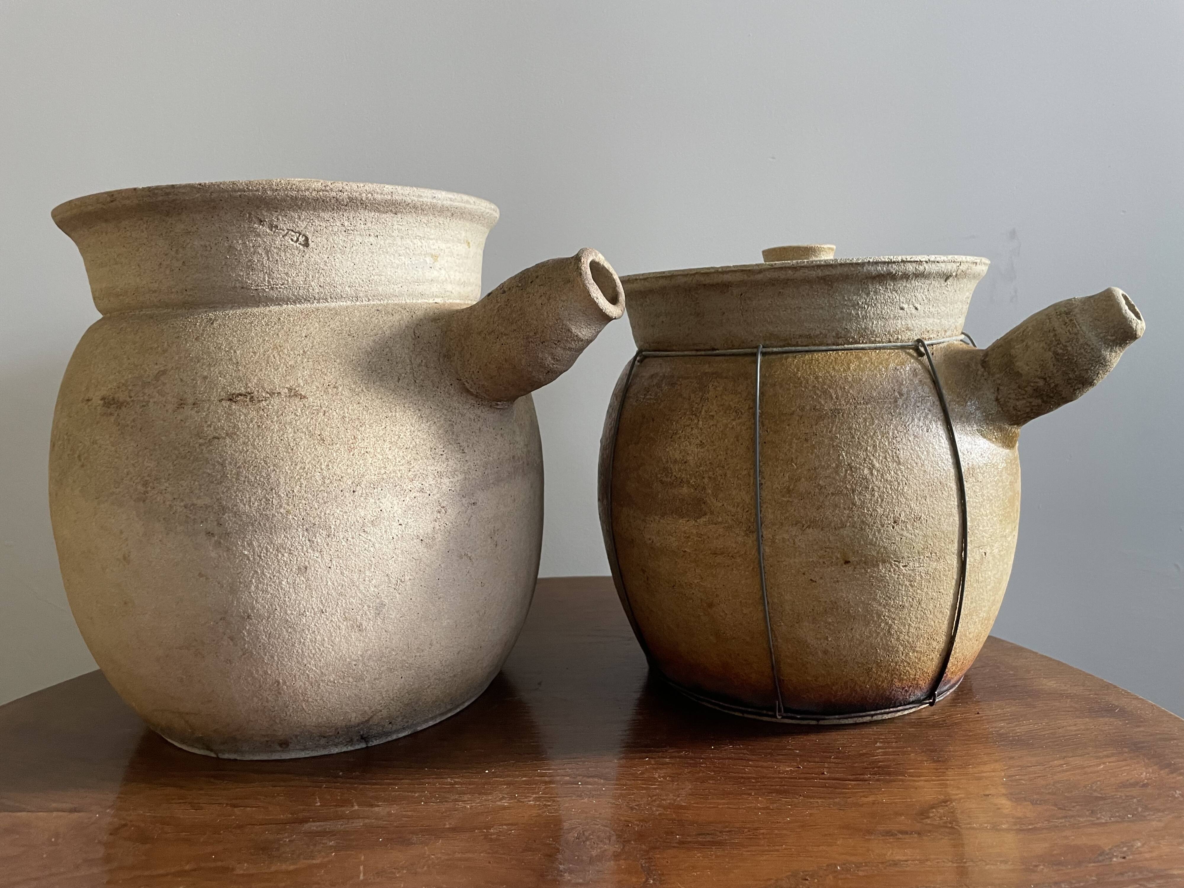 Set of two Japanese Donabe clay pots
