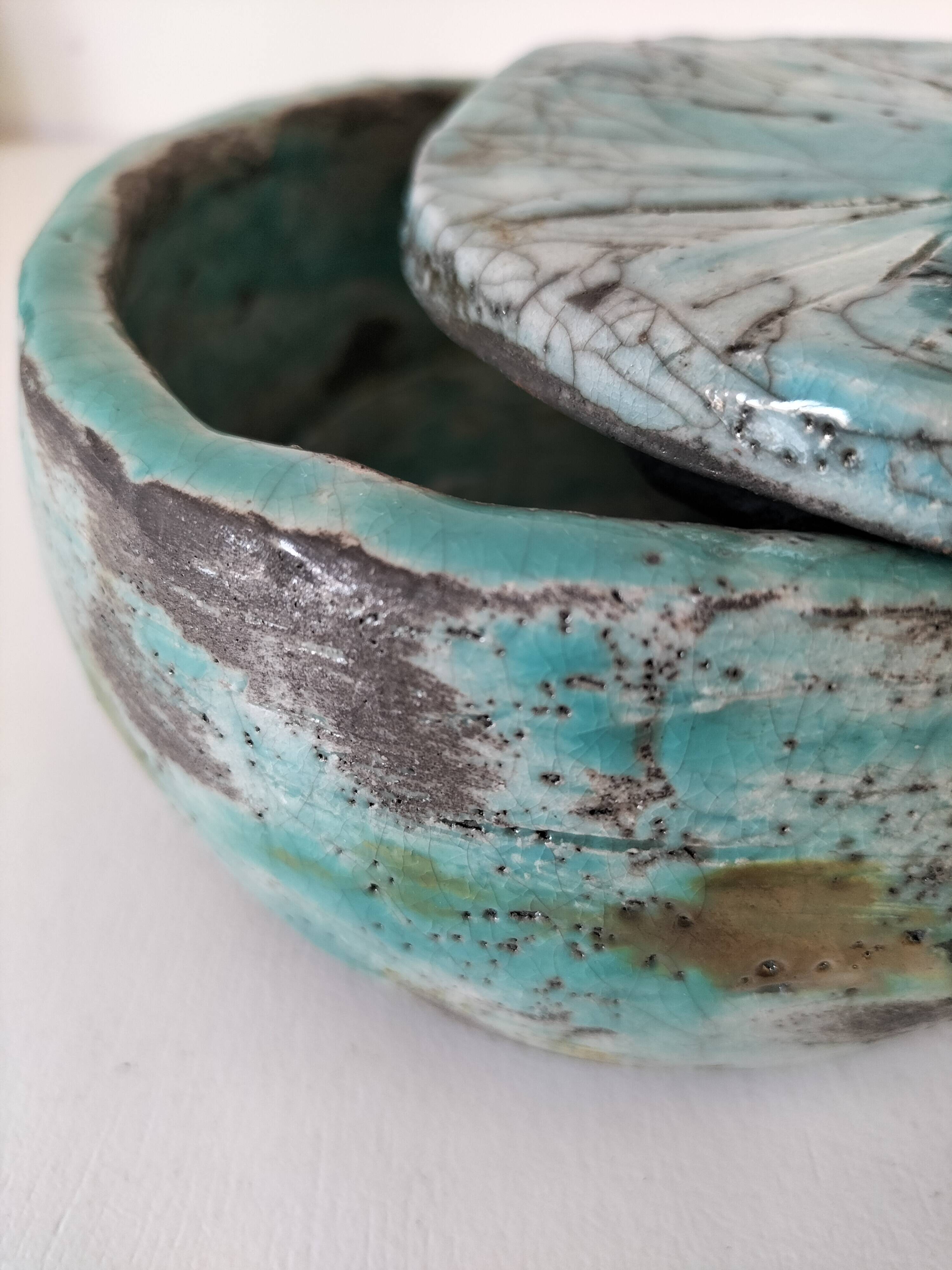 Raku-style handcrafted ceramic box