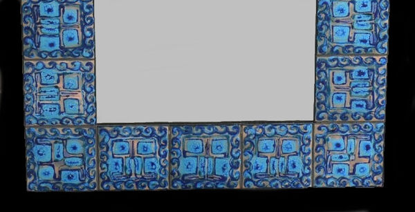 Miroir mural en cuivre élamé à la main des années 1960 par l’artiste danois Bodil Eje