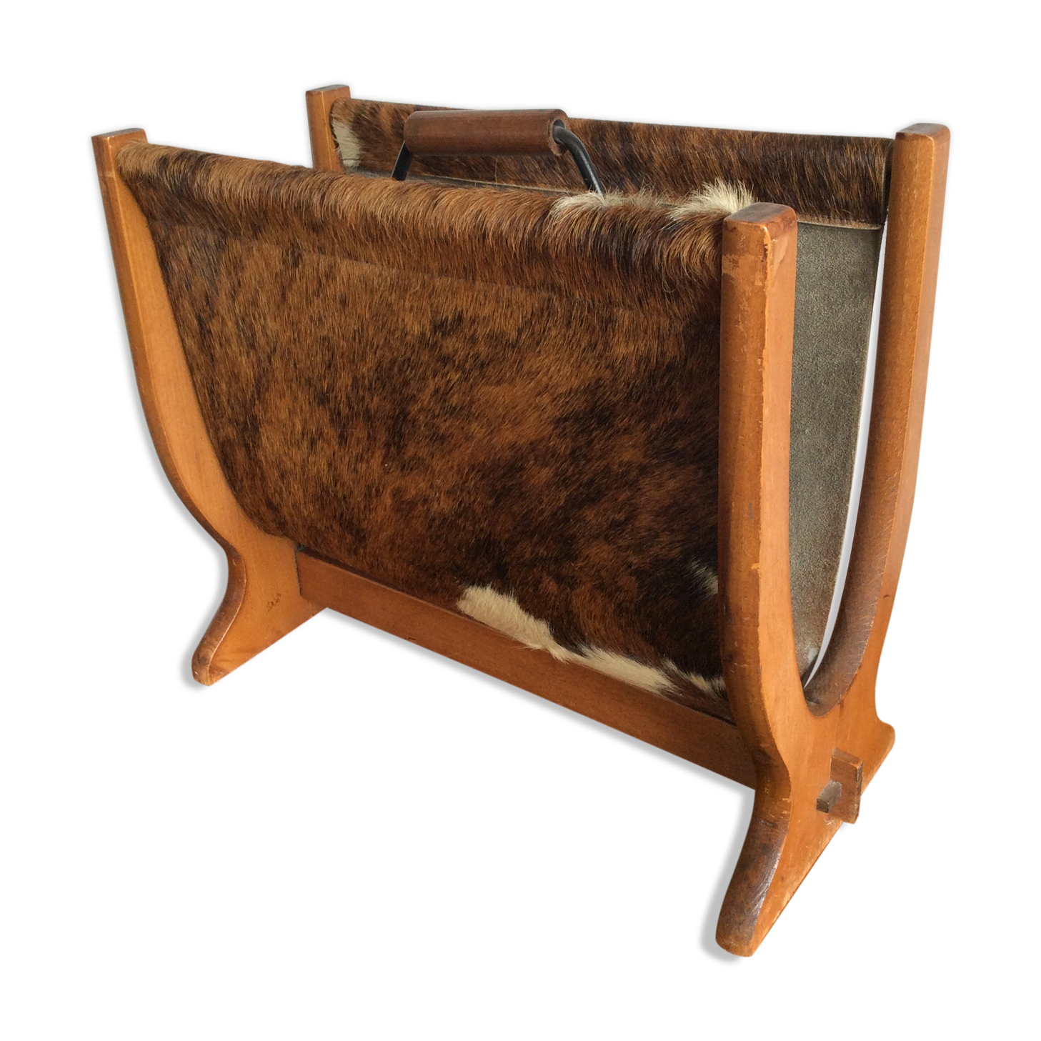 Review door from the 50s and 60s in wood and cowhide