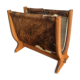 Review door from the 50s and 60s in wood and cowhide