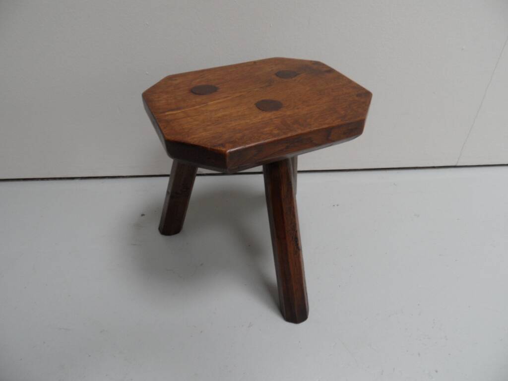 Antique oak milk stool