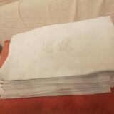 Set of 9 vintage monogrammed linen napkins