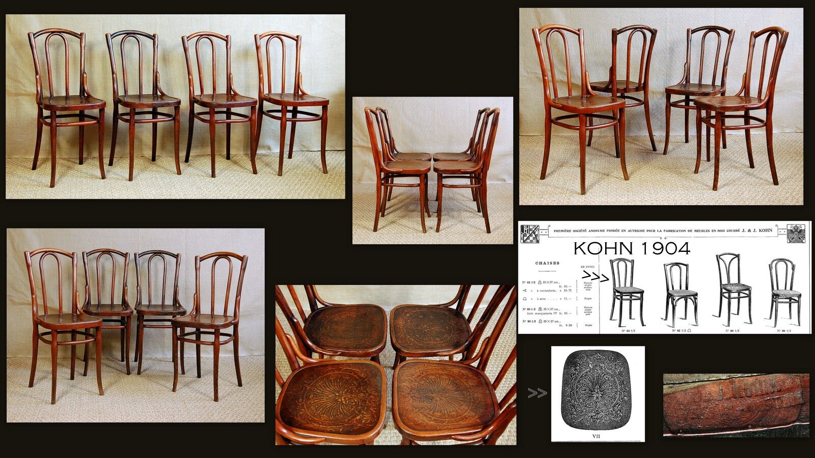 4 chairs Bistro Viennese J & J Kohn early 20th