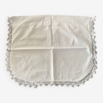 Petite taie d’oreiller ancienne blanche avec dentelle 50x40cm