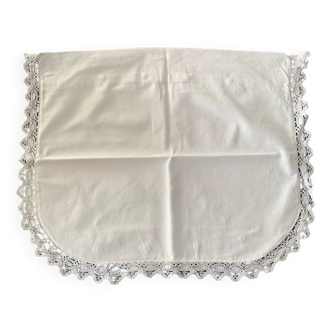 Petite taie d’oreiller ancienne blanche avec dentelle 50x40cm