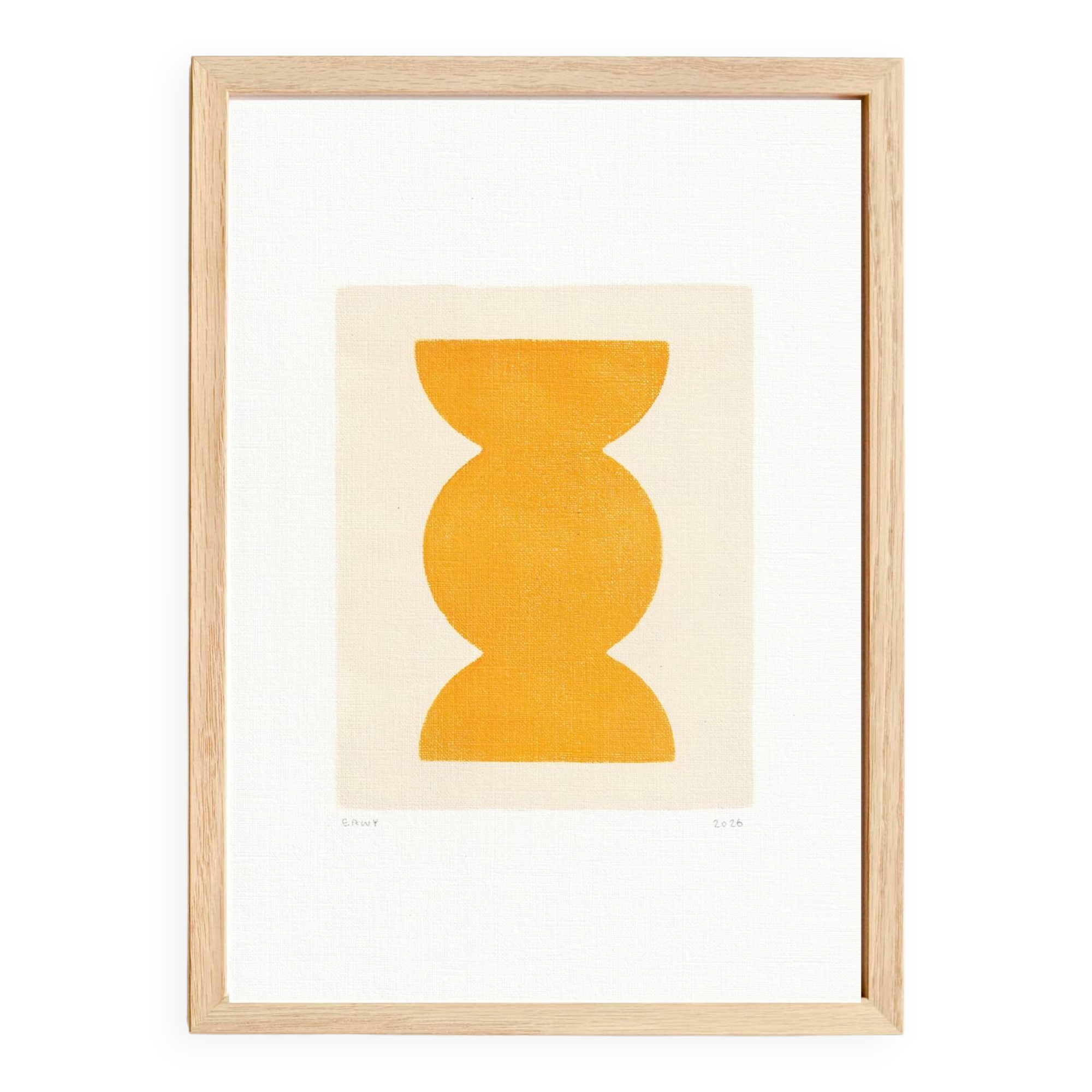 Abstract painting on paper "romy" yellow signed Eawy